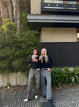 yung logo leopard blast denim