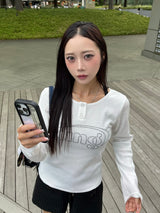 yung logo rhinestone fit ls tee