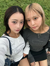 yung logo rhinestone fit ls tee