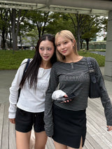 yung logo rhinestone fit ls tee