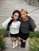 yung logo rhinestone fit ls tee