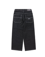 BU PLAID PATTERN BAGGY DENIM PANTS