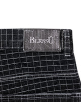 BU PLAID PATTERN BAGGY DENIM PANTS