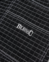 BU PLAID PATTERN BAGGY DENIM PANTS