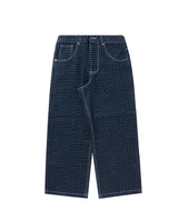 BU PLAID PATTERN BAGGY DENIM PANTS