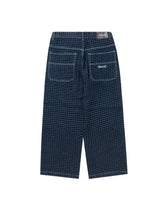 BU PLAID PATTERN BAGGY DENIM PANTS