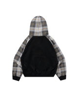 BU PLAID SLEEVE ZIP HOODIE