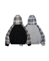 BU PLAID SLEEVE ZIP HOODIE