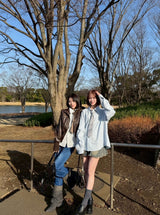 Original tie & over button stripe shirt