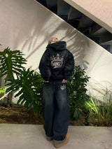 國王徽標slub牛仔布郵編