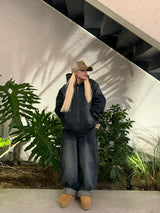 國王徽標slub牛仔布郵編