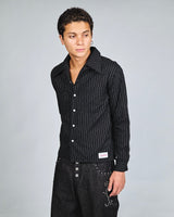 Stripe Open Collar Shirt