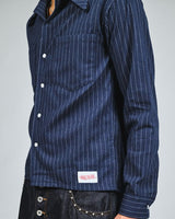 Stripe Open Collar Shirt