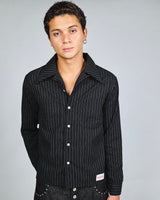 Stripe Open Collar Shirt