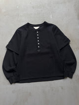 Layered Round Stitch waffle Long Tee