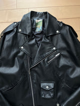 Vintage wash western faux leather double riders