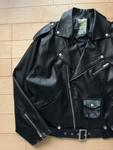 Vintage wash western faux leather double riders