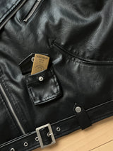 Vintage wash western faux leather double riders