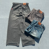 無拖曳粗紡牛仔褲