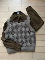 casual argyle knit vest