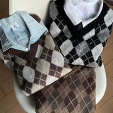 casual argyle knit vest