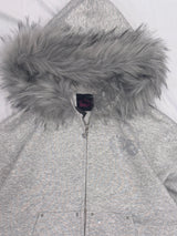 90 Logo Glitter Fur Zip Hoodie