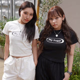 Cropped metal logo Tee