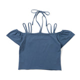 ribbon off shoulder cropped tee