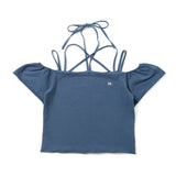 ribbon off shoulder cropped tee