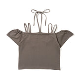 ribbon off shoulder cropped tee