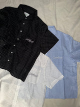 relaxy logo sheer rhinestone shirt