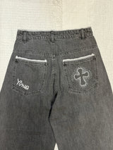 Cross logo lace denim 【yung】