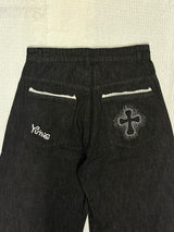 Cross logo lace denim 【yung】