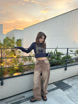 H heart check pattern long Tee