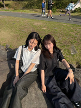 relaxy logo sheer rhinestone shirt