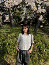 relaxy logo sheer rhinestone shirt