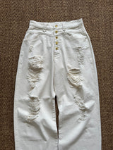 고민하는 넓은 데님 바지