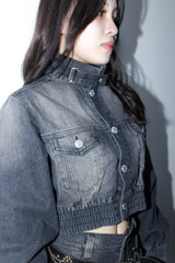 NG stand collar denim jacket