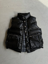 western faux leather down vest