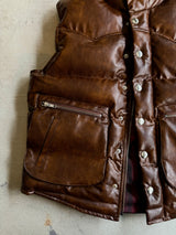 western faux leather down vest