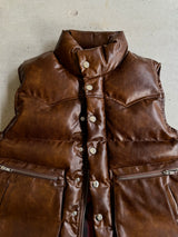 western faux leather down vest