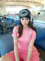 Edge embroidery pigment half pants