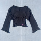 Layered Off Shoulder Damaged Knit【9090 girl】