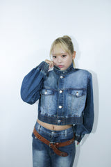 NG stand collar denim jacket