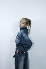 NG stand collar denim jacket