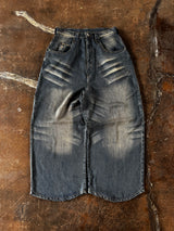 Overdyed wide baggy rayon summer denim