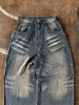 Overdyed wide baggy rayon summer denim