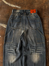 Overdyed wide baggy rayon summer denim
