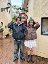 embroidered leather blouson