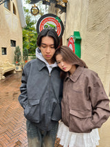 embroidered leather blouson